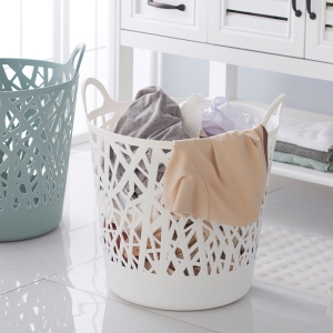 厂家直销日式塑料收纳篮 创意款置物篮 镂空大号脏衣篮杂物收纳筐